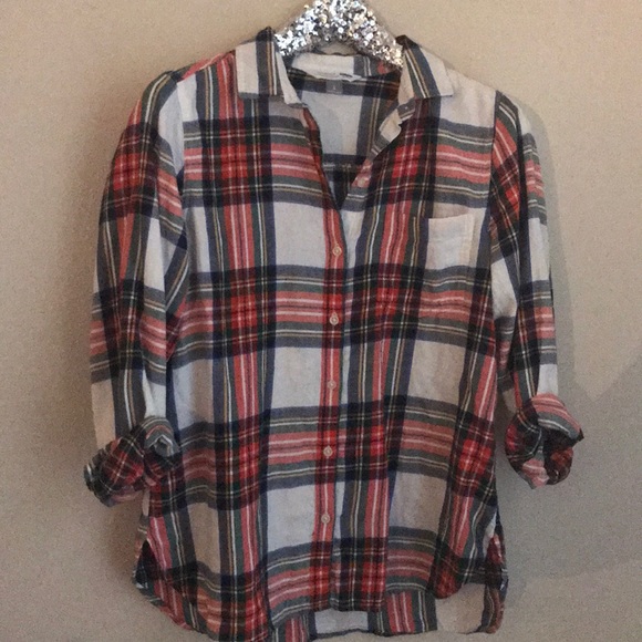 Boyfriend fit plaid button down - Picture 2 of 3